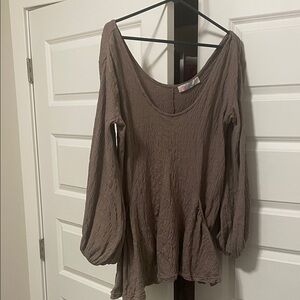 Free People Beach Women's Brown Long Sleeve Top